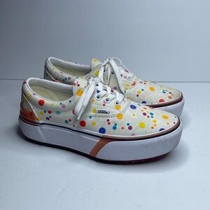 Vans Size 7 Polka Dot Woman’s Platform Sneakers - White and Multicolor